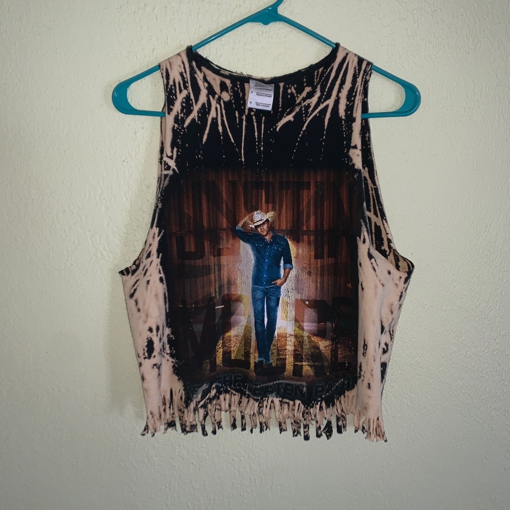 Bleached/Cropped Justin Moore Concert Tank